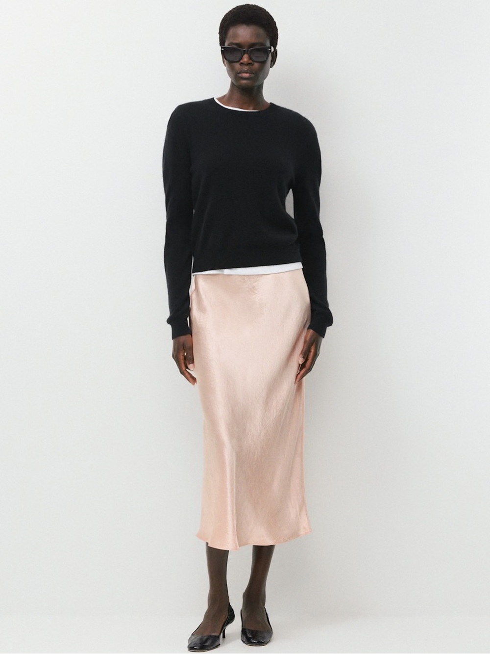 Babaton Ballet Pink Satin Midi Slip Skirt - Picture 5 of 5